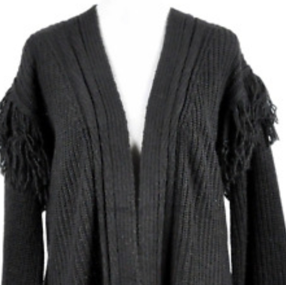 Women black fringe sweater